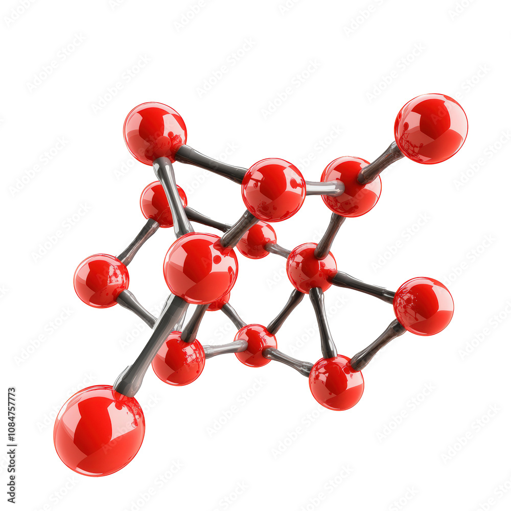 Fototapeta premium 3D Red Molecule isolate on transparency background