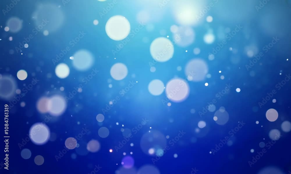 Loopable animation of sparkling particles and bokeh lights floating against blue background Loopable animation of sparkling particles and bokeh lights floating against blue background