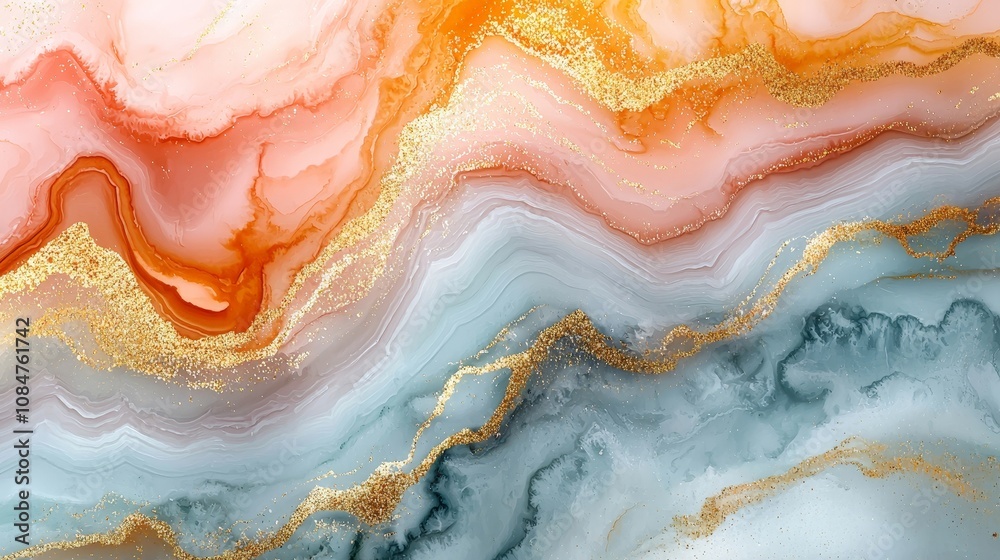 Abstract design featuring flowing colors and gold accents, ideal for backgrounds or art. Abstract design featuring flowing colors and gold accents, ideal for backgrounds or art.