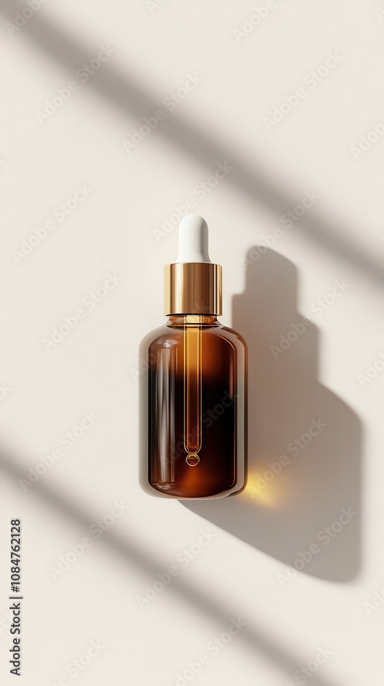Naklejka premium A elegantly designed face serum with a dropper, perfect for enhancing skin radiance, displayed against a clean white backdrop.