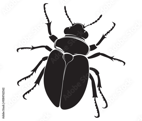 Black and white beetle cartoon, Beetle icon silhouette