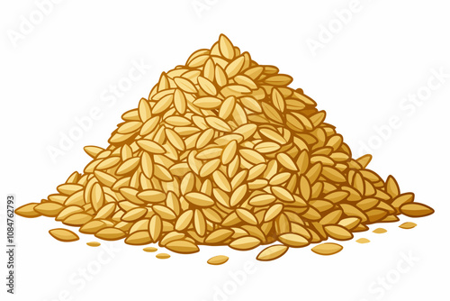 A pile of uncooked rolled oats vector art illustration