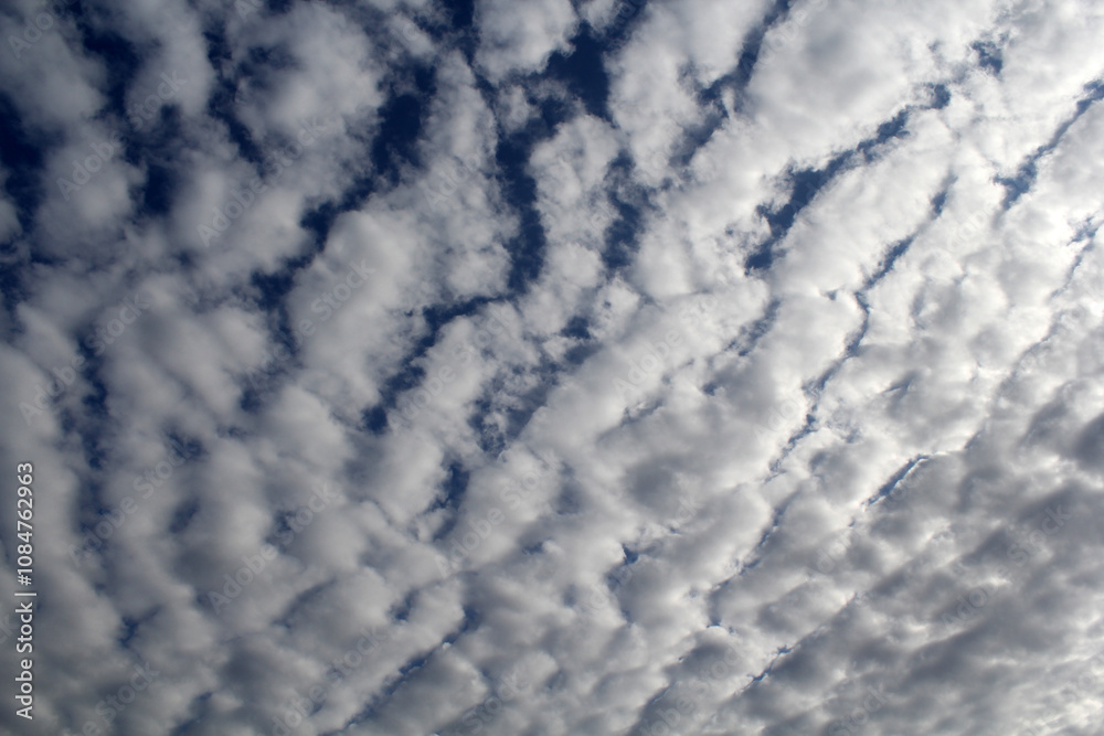 Rows of altocumulus clouds in a blue sky abstract textured background Rows of altocumulus clouds in a blue sky abstract textured background
