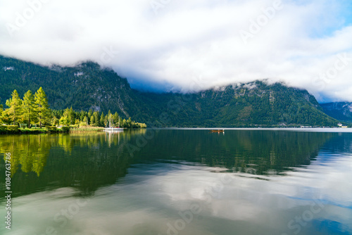 lake in the mountains in the morning