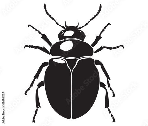 Black and white beetle cartoon, Beetle icon silhouette