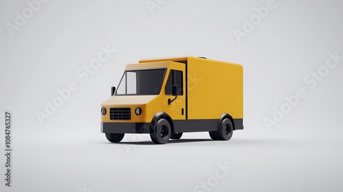 A stylized yellow delivery truck designed for transporting goods.