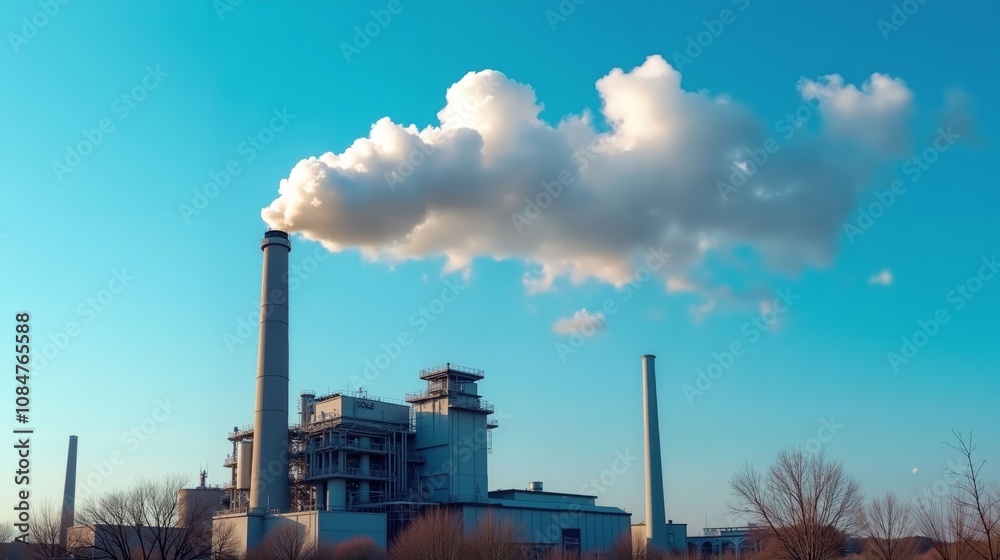 Industrial Factory Chimney Emitting Smoke Industrial Factory Chimney Emitting Smoke