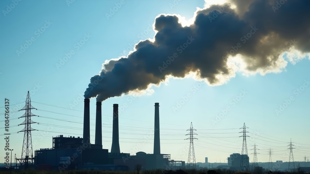Industrial Factory Chimney Emitting Smoke Industrial Factory Chimney Emitting Smoke