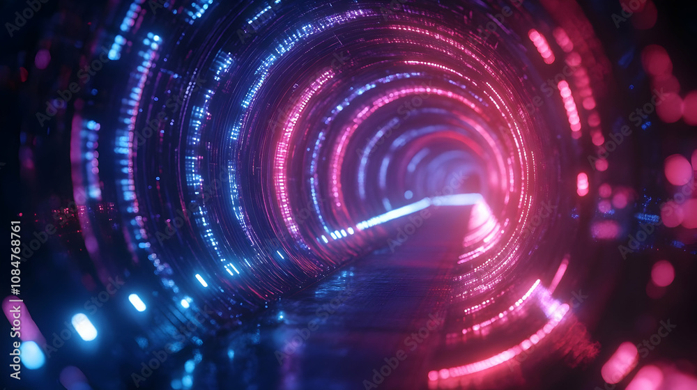 Abstract 3D Tunnel with Neon Lights Abstract 3D Tunnel with Neon Lights