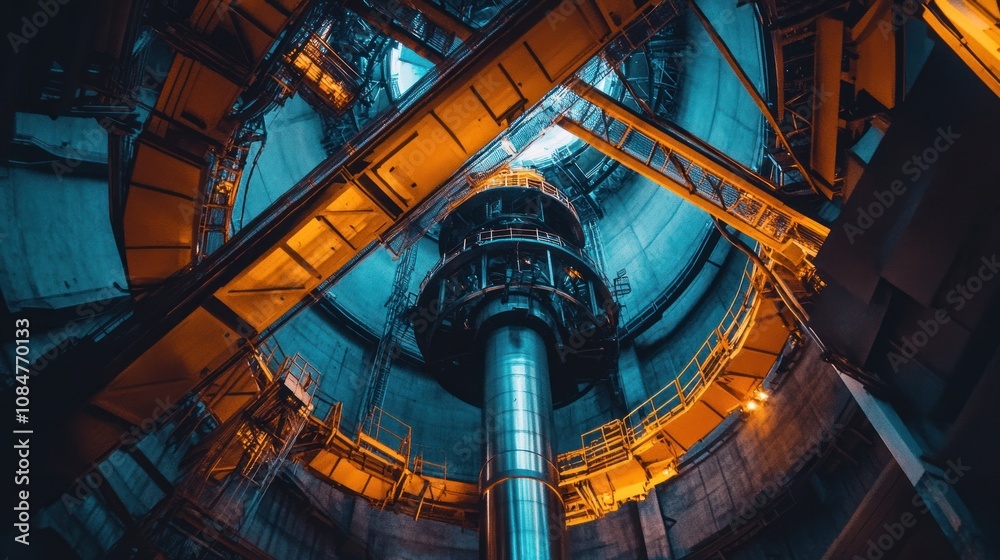 Fototapeta premium Industrial Interior: A Symphony of Steel and Light