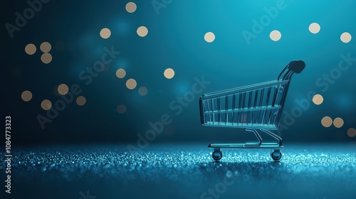 An animated empty shopping cart icon that subtly nudges or bounces, attracting attention and prompting users to begin their shopping experience. photo