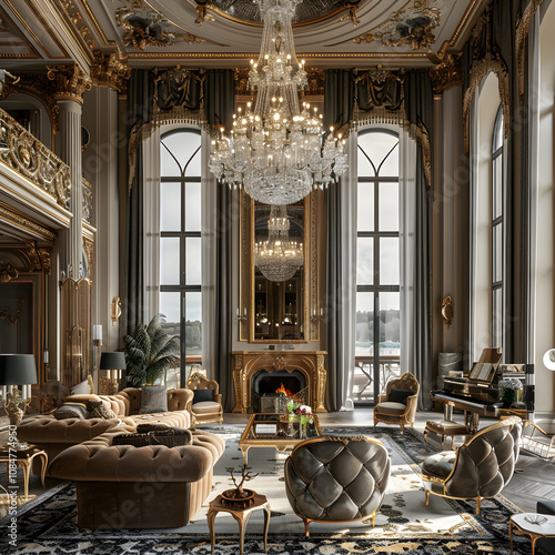 Stunning Display of Luxury: Opulent Interior Design Fusing Classic and Contemporary Elements