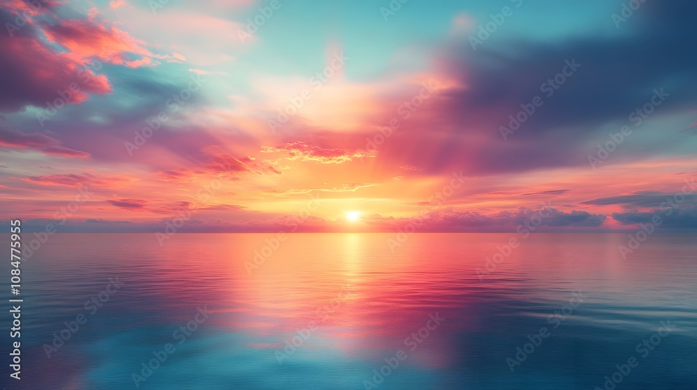 Fototapeta premium Vibrant Sunset Over the Ocean