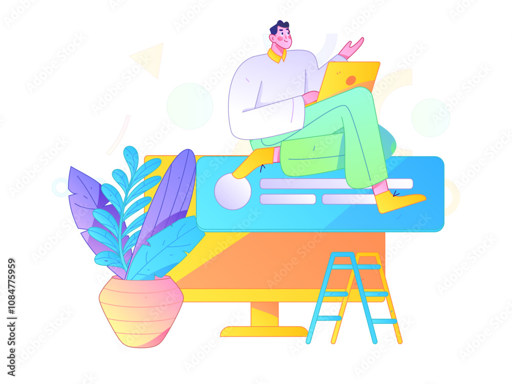 Flat vector illustration of business people operating work scene
Flat vector illustration of business people operating work scene