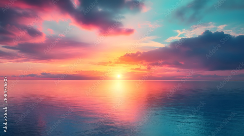 Obraz premium Vibrant Sunset Over the Ocean