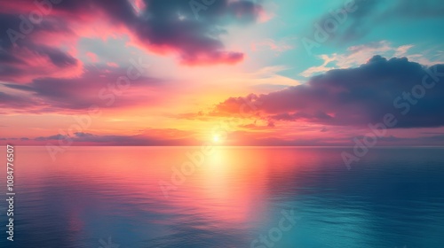 Vibrant Sunset Over the Ocean
