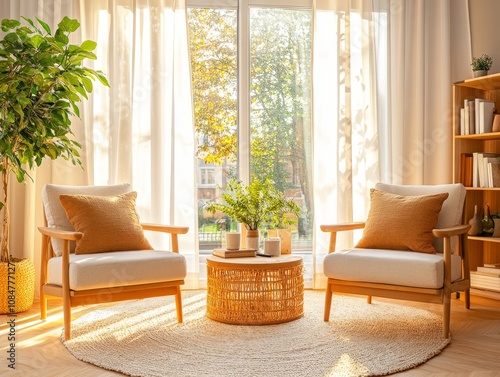 Serene Studio Setup with Two Stylish Chairs Perfect for Modern Interiors and Cozy Spaces