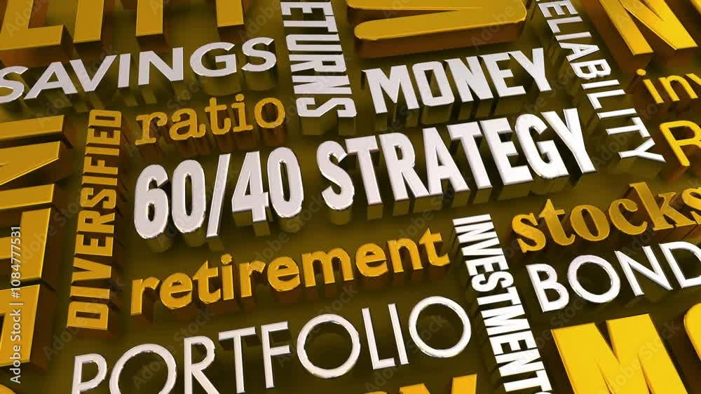 60 40 Strategy Socks Bonds Mix Retirement Savings Plan Words 3d Animation 60 40 Strategy Socks Bonds Mix Retirement Savings Plan Words 3d Animation