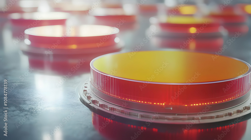 3D Render of Red and Yellow Circular Buttons