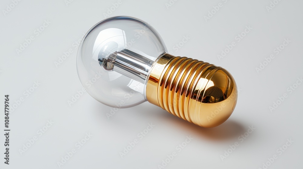 A shiny light bulb with a gold base, showcasing a blend of modern design and classic elements. A shiny light bulb with a gold base, showcasing a blend of modern design and classic elements.