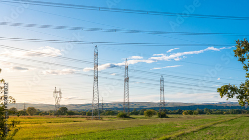 High voltage tall transmission towers