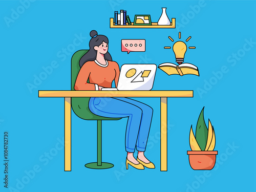 Flat vector illustration of business people operating work scene
