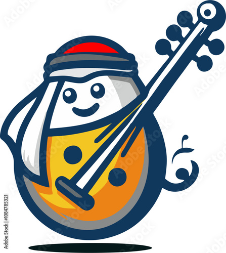 Arabian Mascot Logo with music instrument 