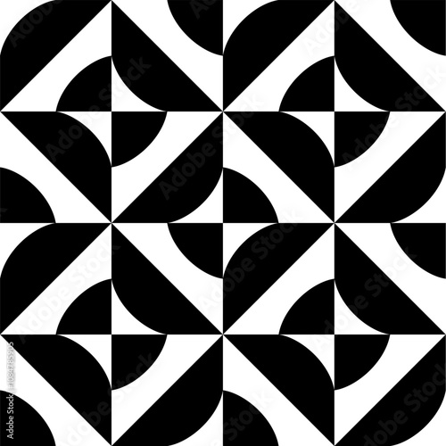 Obraz na płótnie Seamless pattern with geometric motifs in black and white. Vector illustration. w salonie