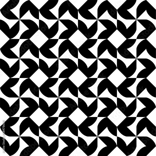 Seamless pattern with geometric motifs in black and white. Vector illustration.
