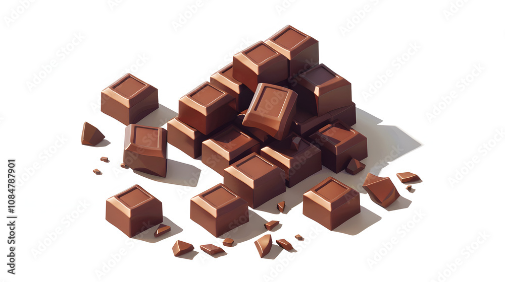 Fototapeta premium Chocolate Fudge isometric Cartoon 3D