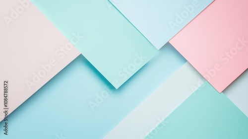 Geometric background with soft pastel mint and light blue tones