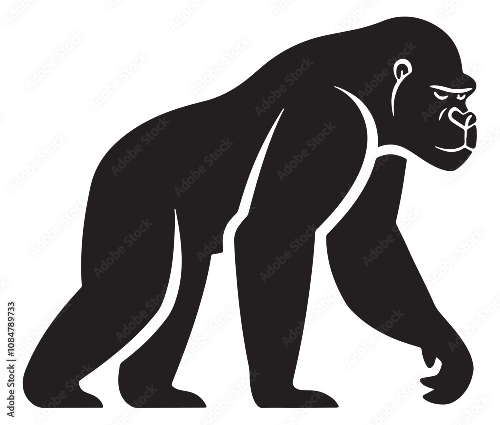 Obraz premium Cartoon gorilla silhouette icon, a minimal and gorilla vector silhouette