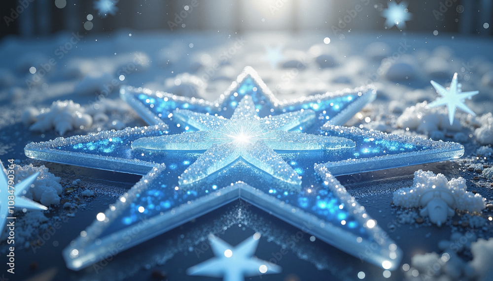 custom made wallpaper toronto digitalGlittering blue star decoration on snowy background