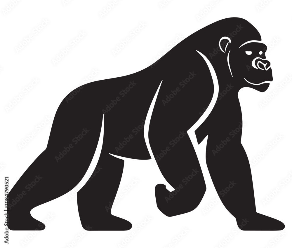 Cartoon gorilla silhouette icon, a minimal and gorilla vector silhouette Cartoon gorilla silhouette icon, a minimal and gorilla vector silhouette