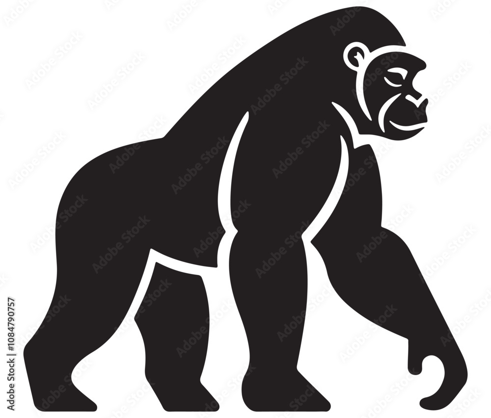 Cartoon gorilla silhouette icon, a minimal and gorilla vector silhouette Cartoon gorilla silhouette icon, a minimal and gorilla vector silhouette