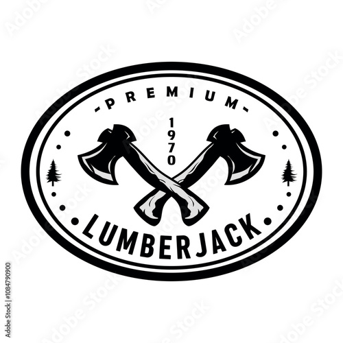 Lumberjack Vintage Logo Template. Vector illustration