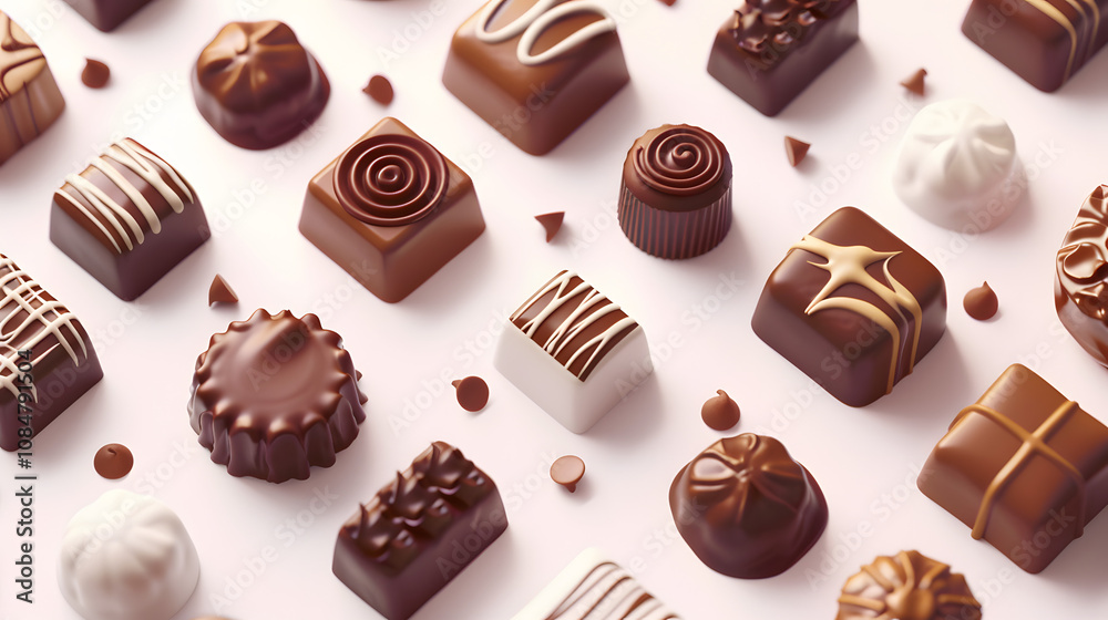 Chocolate Pralines isometric Cartoon 3D Chocolate Pralines isometric Cartoon 3D
