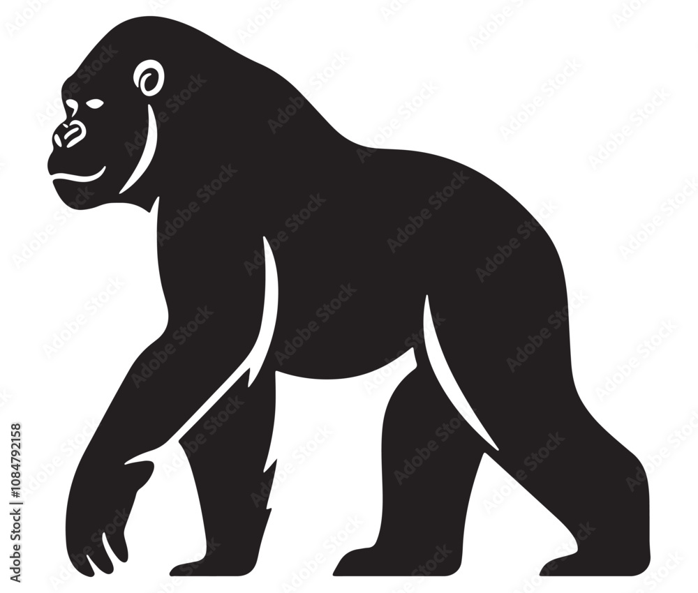 Cartoon gorilla silhouette icon, a minimal and gorilla vector silhouette Cartoon gorilla silhouette icon, a minimal and gorilla vector silhouette