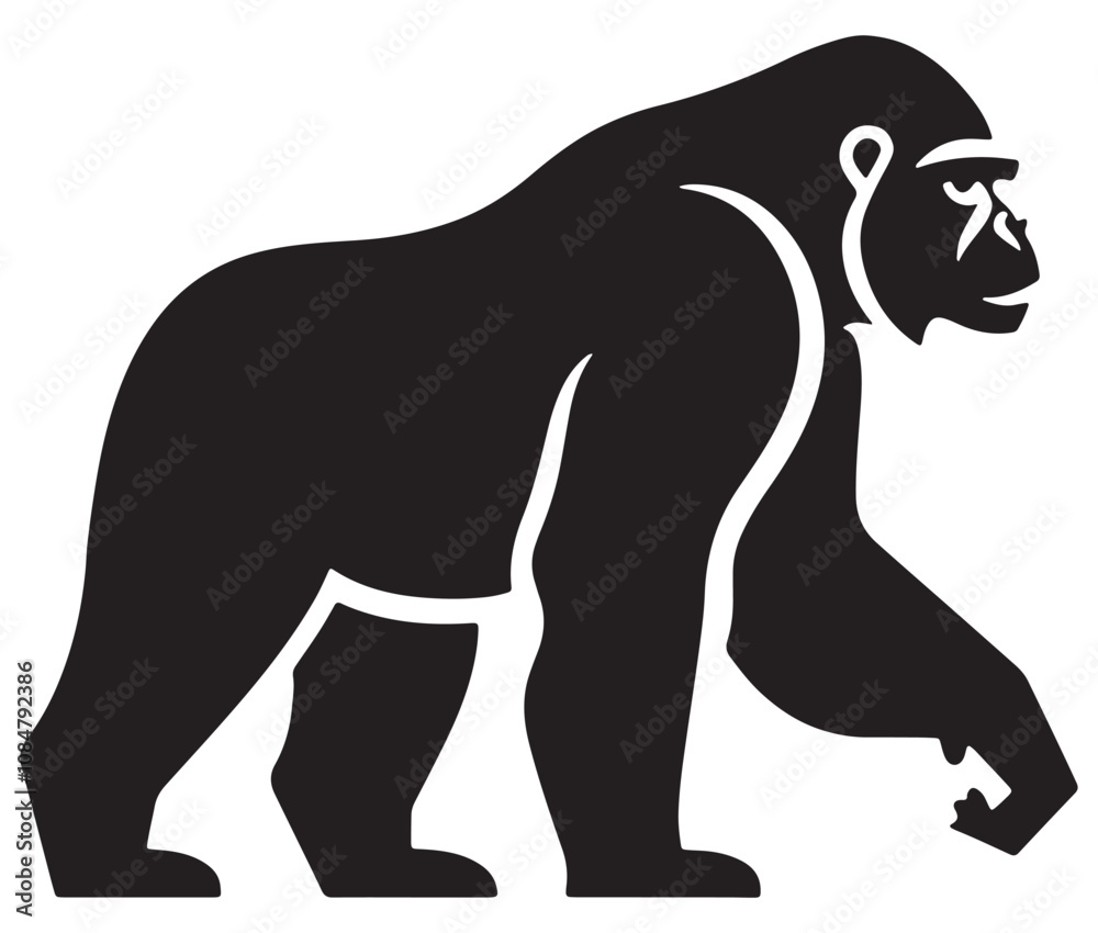 Obraz premium Cartoon gorilla silhouette icon, a minimal and gorilla vector silhouette