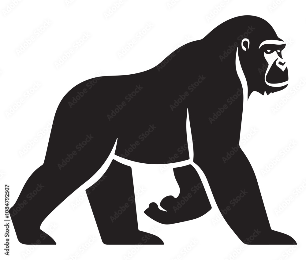 Obraz premium Cartoon gorilla silhouette icon, a minimal and gorilla vector silhouette