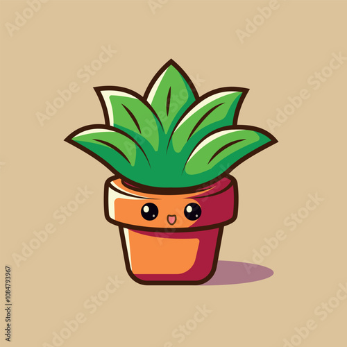 Cute Face Decorative Plant Cartoon Illustration