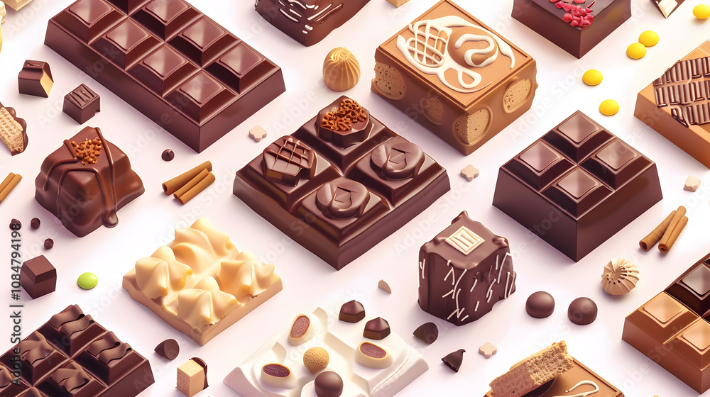 Chocolate isometric Cartoon 3D Chocolate isometric Cartoon 3D