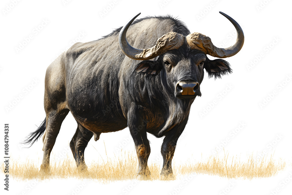 Fototapeta premium cape buffalo isolated on white with transparent background, PNG file