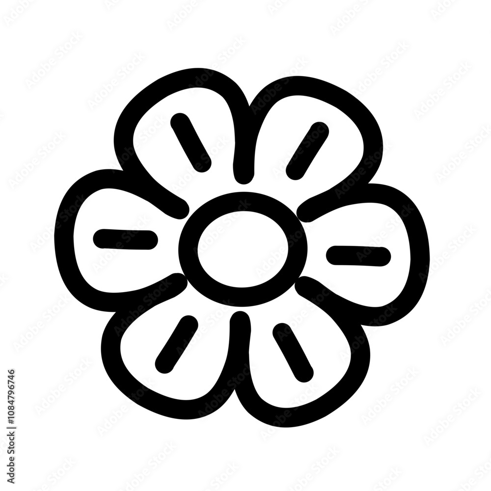 Simple line icon of flower in black color Simple line icon of flower in black color