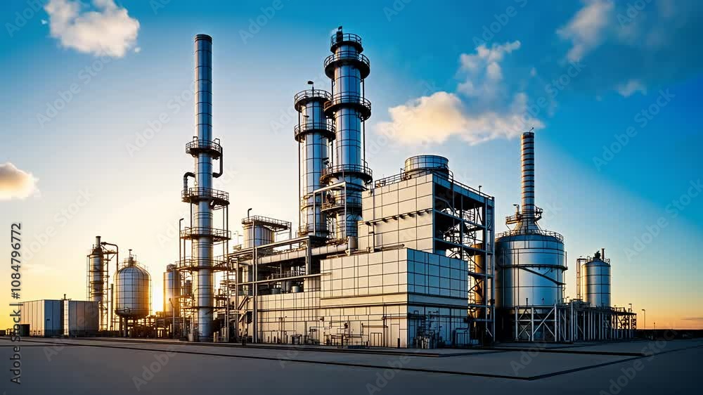 wireframe industrial facility featuring smokestacks and modern architecture wireframe industrial facility featuring smokestacks and modern architecture