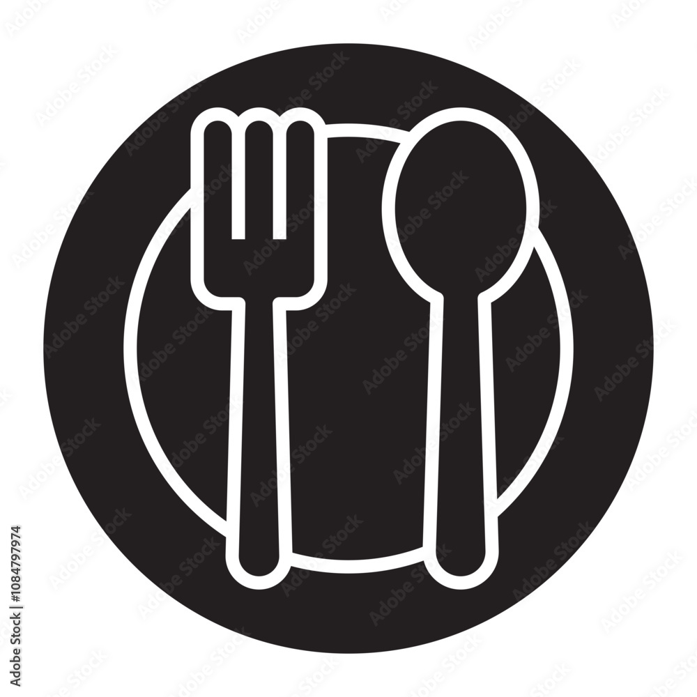 Table Setting with Fork and Spoon icon. Table Setting with Fork and Spoon icon.