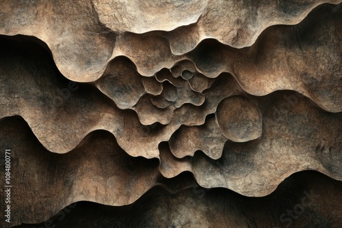 Abstract textured surface resembling organic forms in earthy tones.