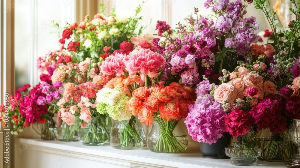 Fototapeta premium Vibrant Floral Arrangement: A Symphony of Colors