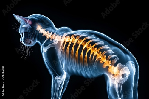 Wallpaper Mural Veterinary X-ray of a catâ€™s body, with visible spine and rib structure in a high-contrast image Torontodigital.ca