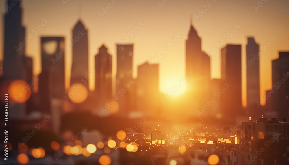 A city skyline at sunset with soft focus, capturing a warm, golden glow. The sun is setting behind tall buildings, casting an orange and yellow gradient across the sky. A city skyline at sunset with soft focus, capturing a warm, golden glow. The sun is setting behind tall buildings, casting an orange and yellow gradient across the sky.